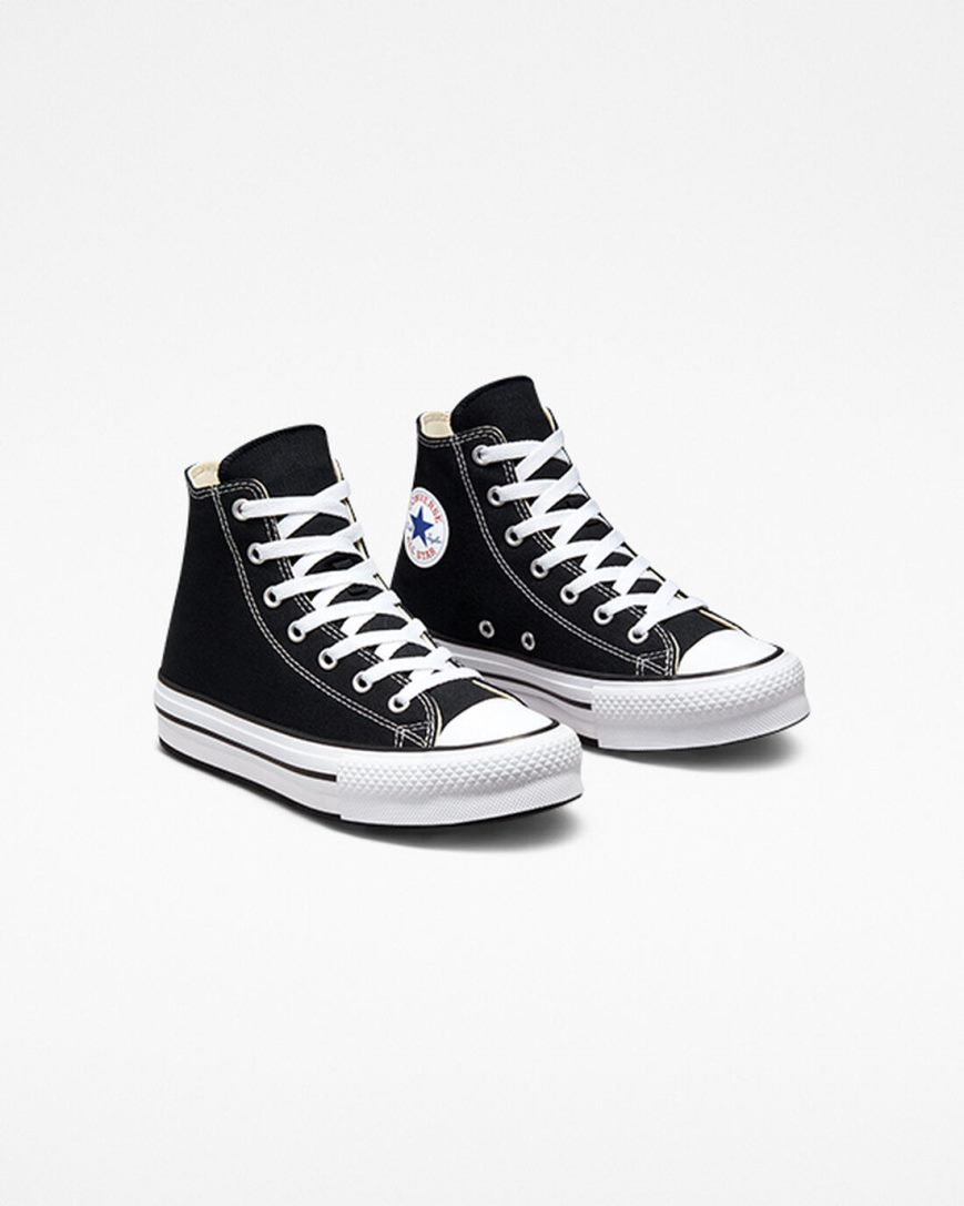 Zapatos Plataforma Converse Chuck Taylor All Star Lift Altas Niña Negras Blancas Negras | PE 0W52L8